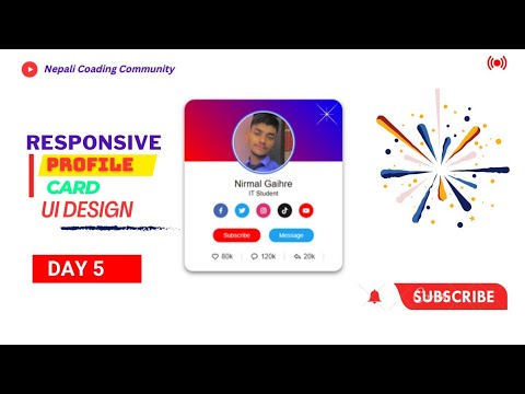 Day 5 - Design Responsive Profile Card Using HTML CSS || Nepali Coading ...