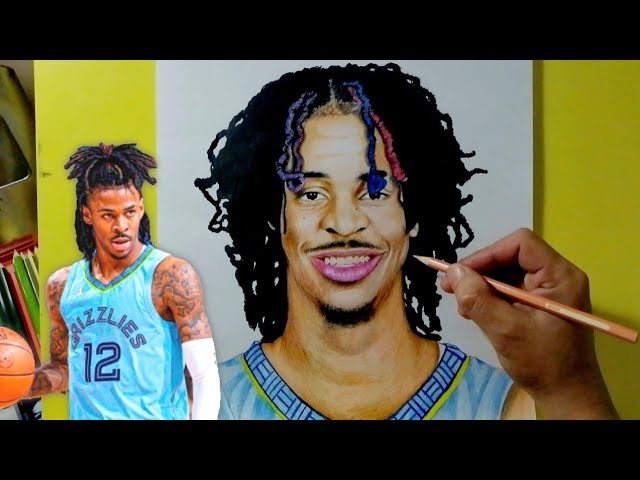 How to draw JA MORANT, MEMPHIS GRIZZLIES - 자 모란트 그리기