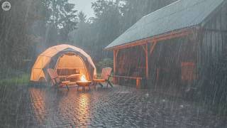 Geometric Refugio: Cozy Dome Camping, Crackling Fire &amp; Forest Rain (Immersive Spatial Audio ASMR)