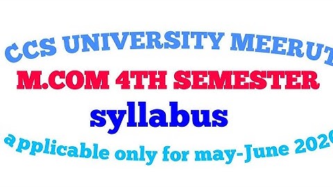 M.Com 4th semester syllabus ccs university Meerut
