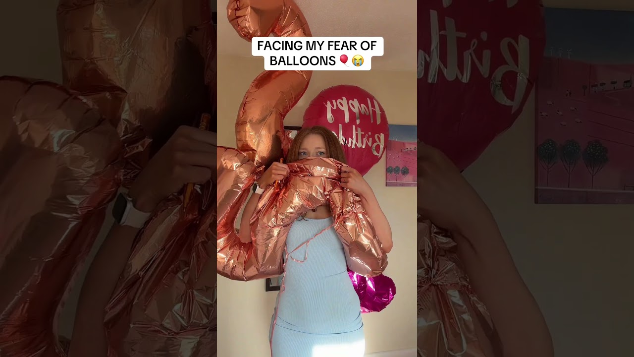 FACING MY FEAR OF BALLOONS 🎈😭 #fyp #balloons #fear #globophobia #facingmyfears