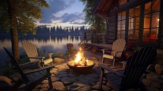 Calming Campfire Ambience by the Lakeside Forest | White Noise for Stress Relief and Relaxation