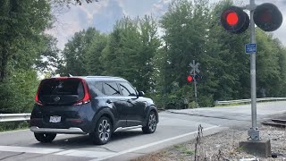 Terrible Driver Doesn't Want To Stop For Train! Pulls Past Line With Train Coming, Indiana & Ohio RR