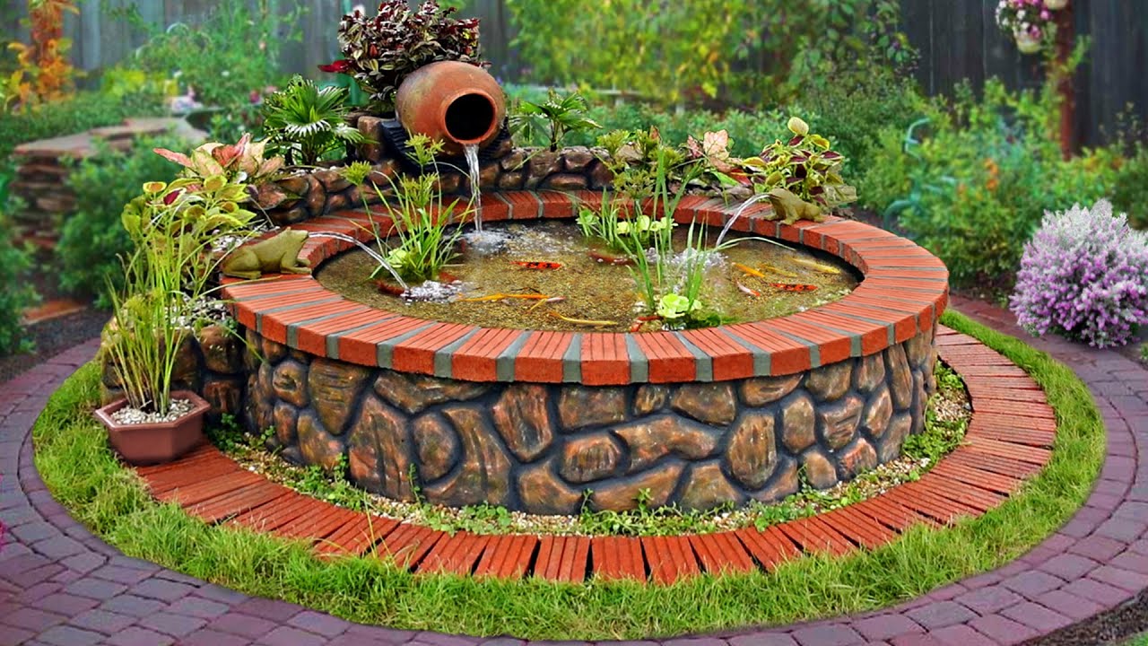 How to transform your garden into sweet space with beautiful waterfall aquarium, fish and trees