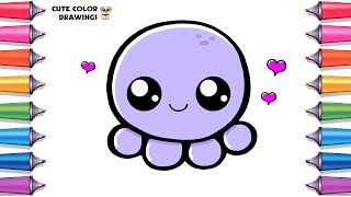 How to draw a cute octopus step by step