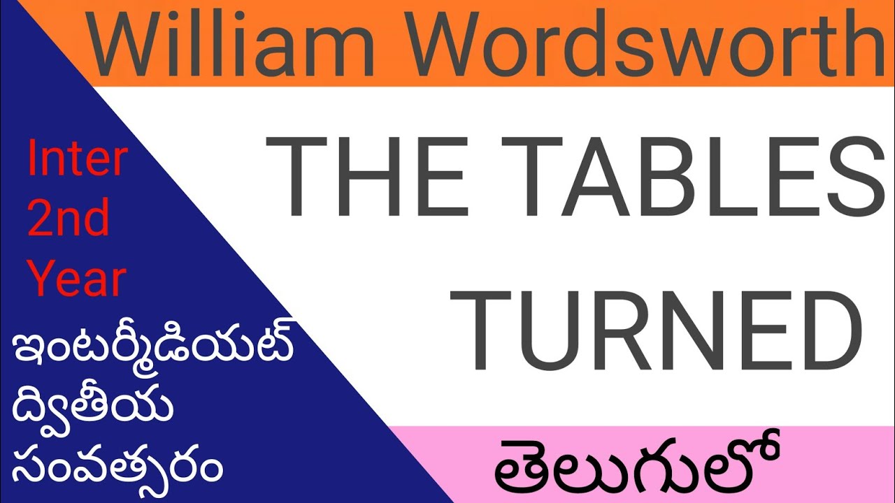 The Tables Turned William Wordsworth In Telugu I Inter 2nd Year English 
