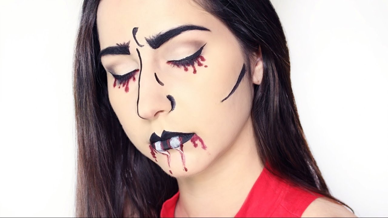 EASY POP ART VAMPIRE HALLOWEEN MAKEUP TUTORIAL | QUEENSHIRIN - YouTube