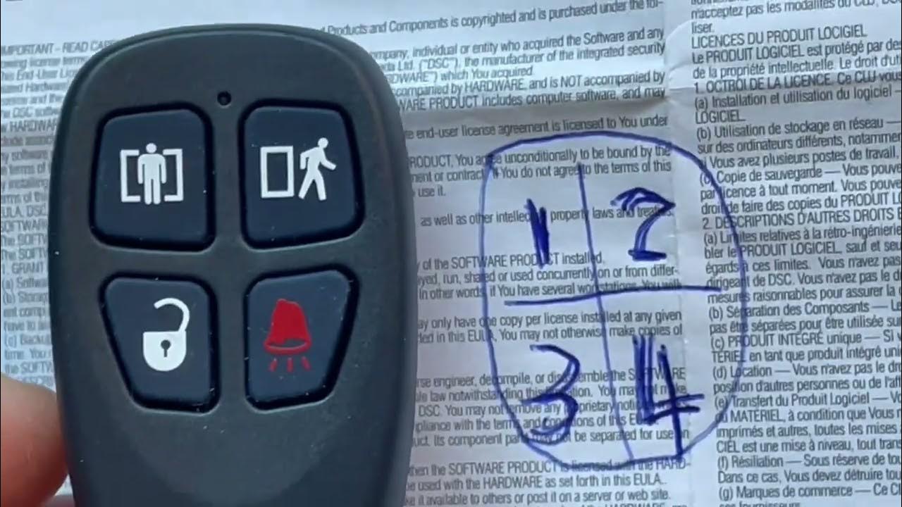DSC pc1832 panel wireless key ws4939 enrollment and function buttons