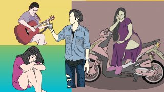 Green screen cewek main gitar dan mentahan vector