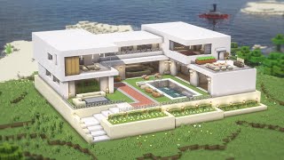 Minecraft: How To Build a Large Modern House Tutorial(#28) | 마인크래프트 건축, 모던하우스, 인테리어