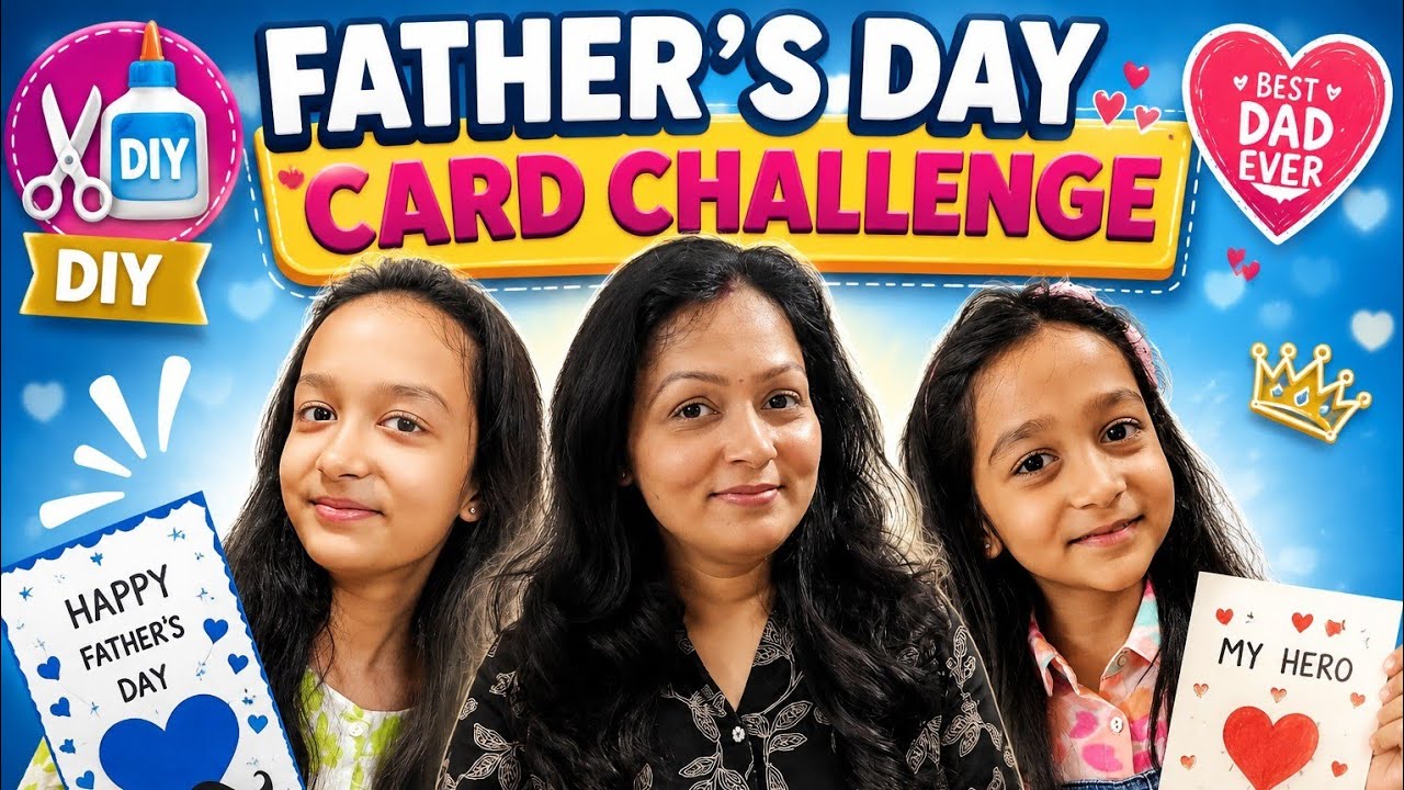 FATHER'S DAY DIY CARD CHALLENGE 💌😍🥳 | DIY | Handmade Father's Day Card | Aayu and Vanu