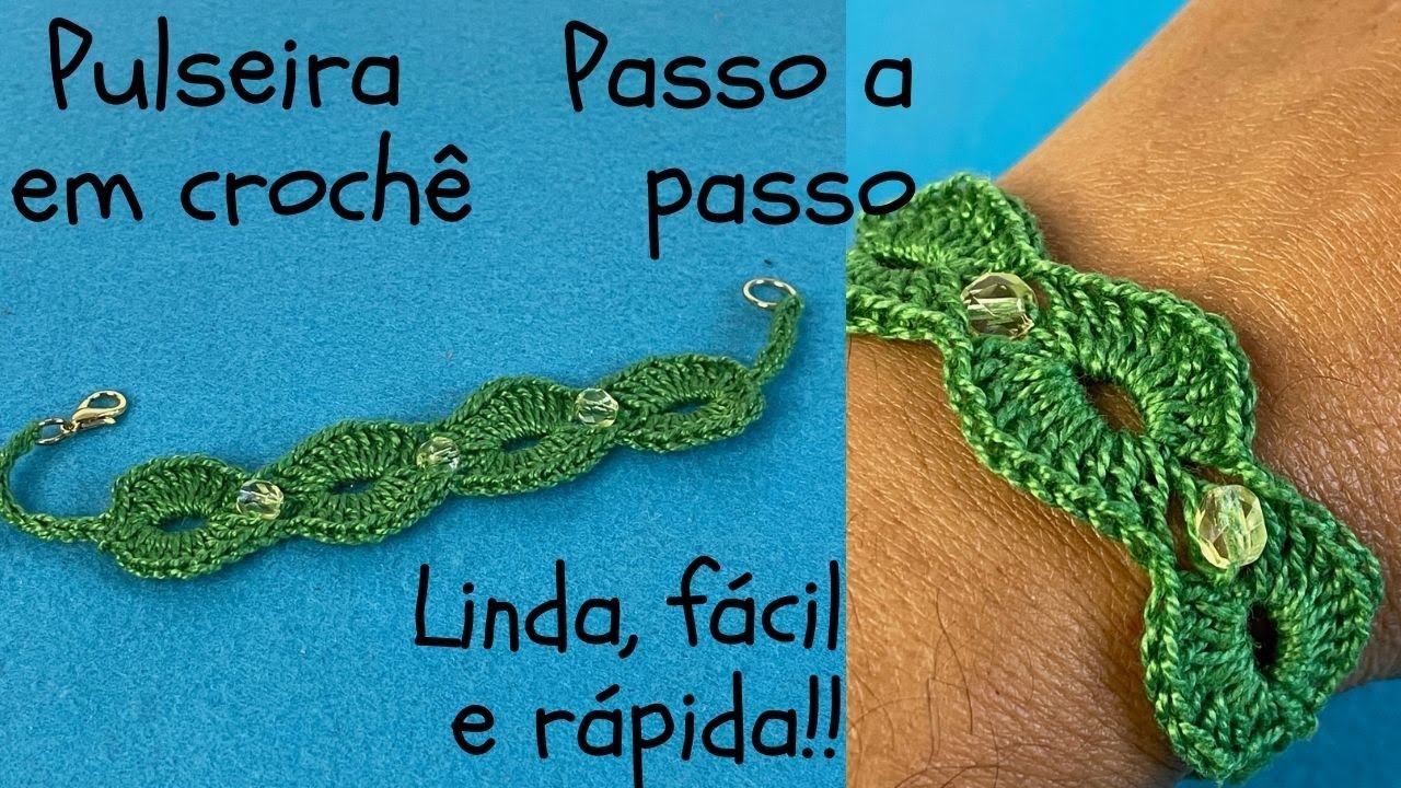 Pulseira em crochê - modelo 6 - fácil, rápida e linda.