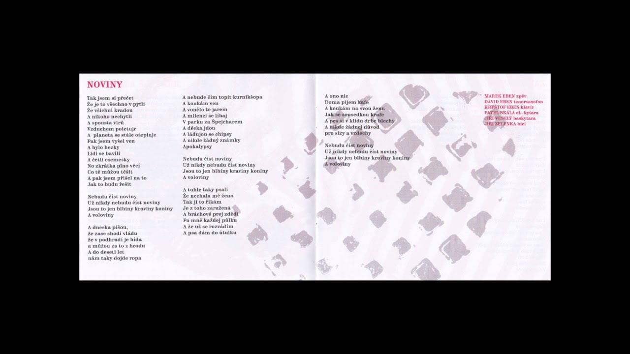 在 YouTube 上观看 06. Bratři Ebenové - Noviny 在 YouTube 上观看 06. Bratři Ebenové - Noviny