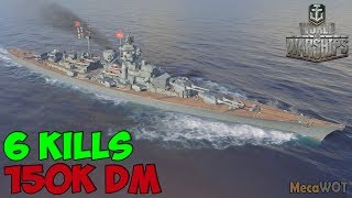 World of WarShips | Bismarck | 6 KILLS | 150K Damage - Replay Gameplay 1080p 60 fps