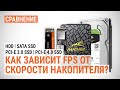 Как зависит FPS от скорости накопителя? Сравнение HDD vs SATA SSD vs NVMe PCI-E 3.0/4.0 SSD