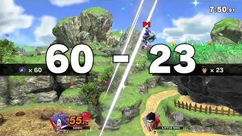 Smash Ultimate - Sonic vs Level 9 CPU Little Mac 60 Stock Battle - No Deaths