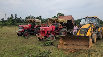 Jcb 3dx backhoe loading mud Mahindra and Swaraj Tractor || Jcb making soil|| #Soil #Tractor #viral🙏🙏