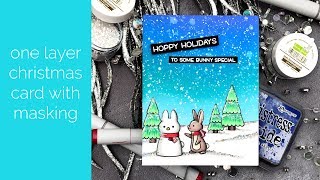 One Layer Christmas Card with Masking - Lawn Fawn STAMPtember Exclusive