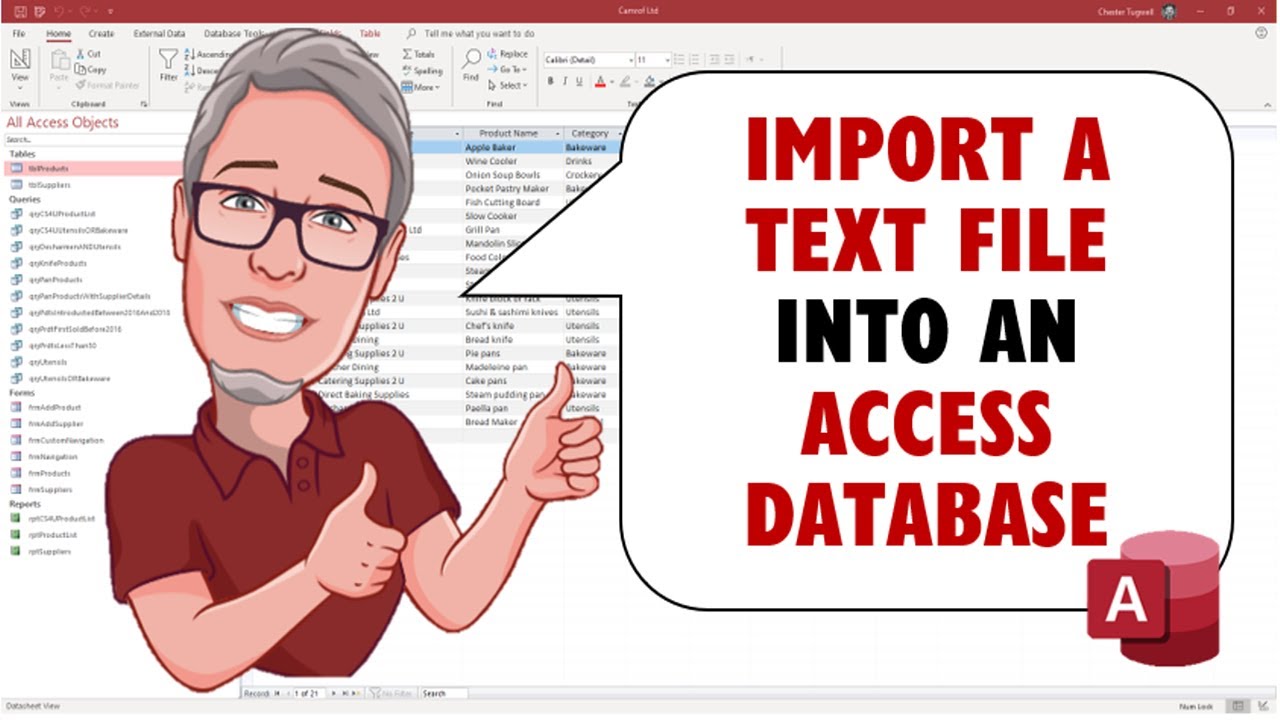 how-to-import-a-text-file-into-an-access-database-the-introduction-to-ms-access-course-youtube