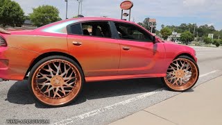 WhipAddict: Outrageous Custom Painted Dodge Charger Scat Pak on Rose Gold 32s!!
