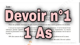 Français 1AS  devoir n°1   الفرض الأول في اللغة الفرنسية مستوى أولى ثانوي