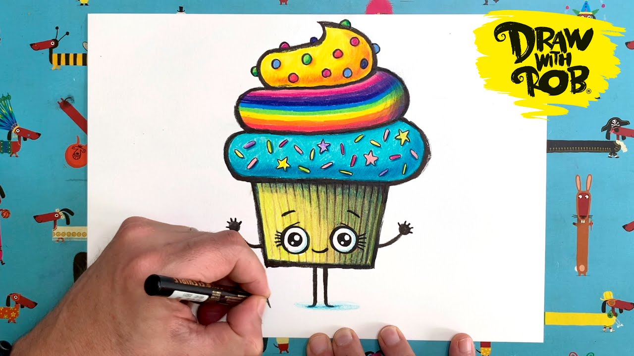 #DrawWithRob 98 Cupcake - YouTube