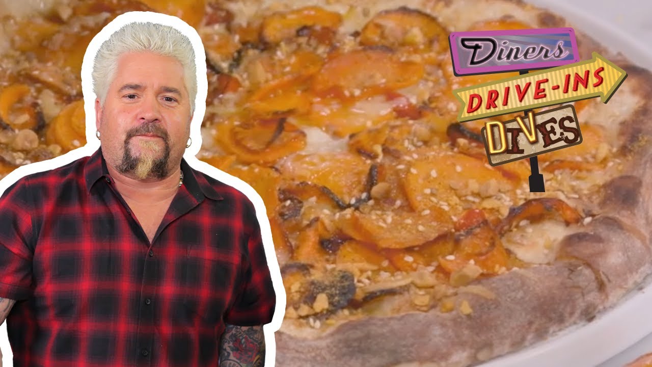 Guy Fieri Eats a Roasted CARROT Pizza | Diners, Drive-Ins and Dives | Food Network