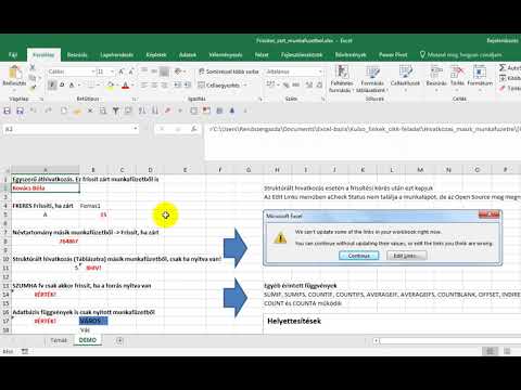Videó: Miért nem frissülnek az Excel celláim?