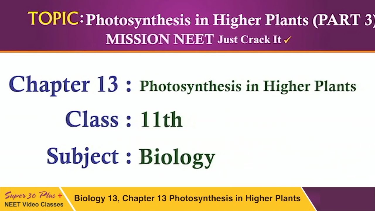 Biology Class-11 | Chapter-13 Photosynthesis in Higher Plants Part-3 | JEE/NEET
