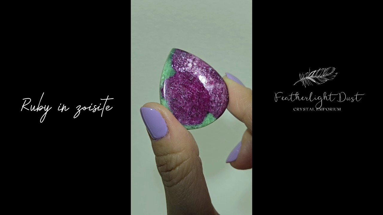 Ruby in zoisite teardrop cabochon with strong UV - RBY124