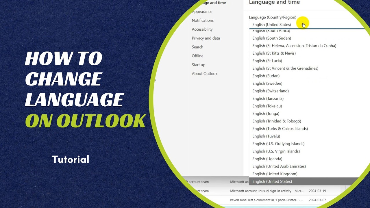 How to Change Language on Outlook - YouTube