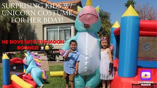 Surprising Niece In Unicorn Costume For Her Birthday