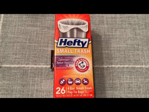 Hefty Small Garbage Bags, Flap Tie, Lavender & Sweet Vanilla Scent, 4  Gallon, 26 Count