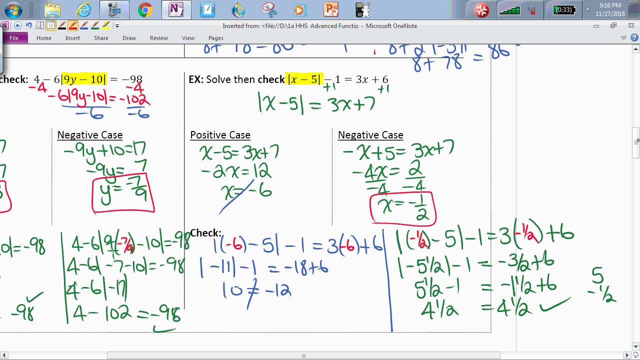 3.2 Solving Absolute Value Equations AFM - YouTube