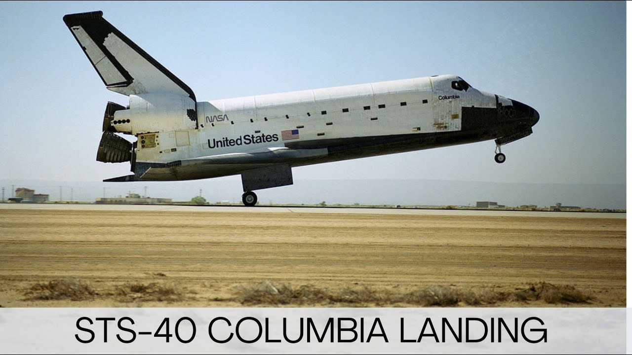 Space Shuttle Columbia Landing STS-40 - YouTube