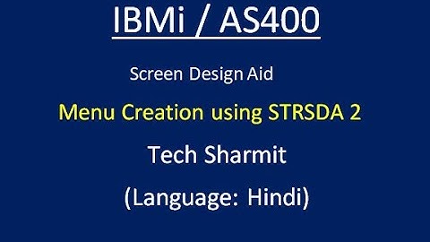 Menu Creation Using Screen Design Aid  | ibmi training | IBMi (AS400) |  ibmi training in Hindi