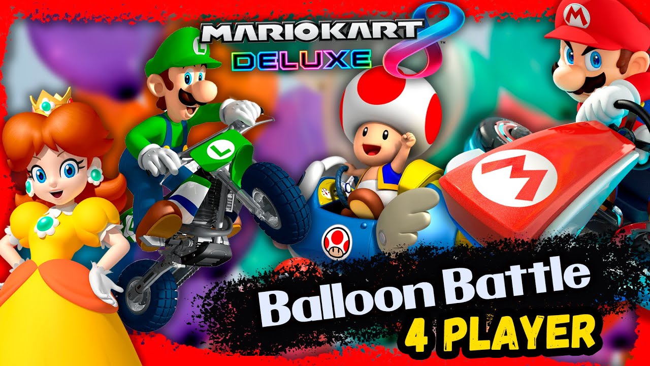 Mario Kart 8 Deluxe Multiplayer 2021 – 4 Players | Balloon Battle (Luigi vs Mario vs Daisy vs Toad)