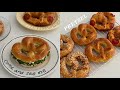 🥨쫄깃부들 손반죽 프레즐 만들기 | 쪽파크림치즈,페퍼로니,아몬드 프레즐| pretzel +미니오븐, 에어프라이어 레시피