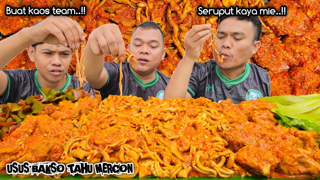 KAOS TEAM SPA ! MUKBANG USUS BAKSO TAHU MERCON + LALAPAN MENTAH, NGEUNAH PISAN