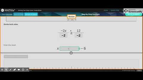 Carnegie Learning: MATHia - Solving Two-Step Linear Inequalities Workspace