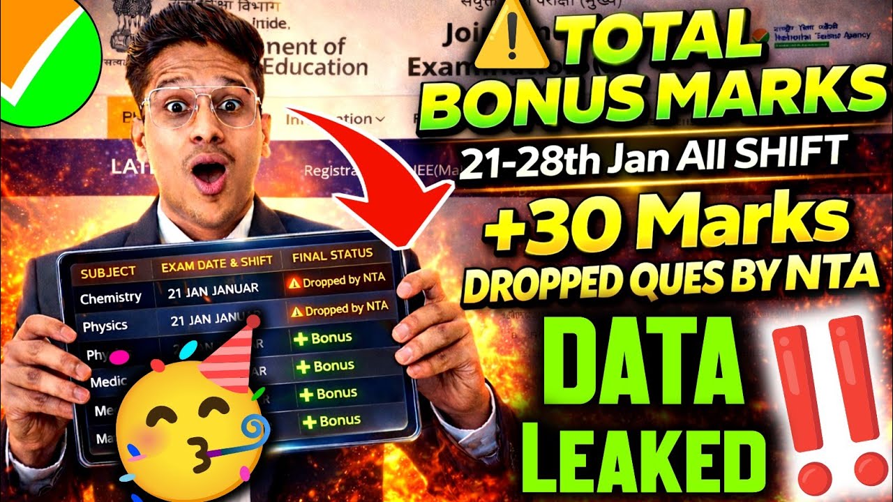 Jee Mains Bonus Marks 2026 🥳| 21,22,23,24&28 Jan All Shift | Jee Mains 2026 Bonus Questions