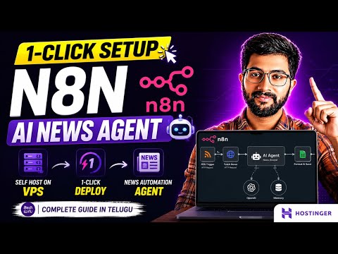 N8N AI News Agent Tutorial | Self Host N8N on VPS (Telugu)