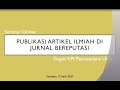 Seminar Online Publikasi Ilmiah di Jurnal Bereputasi