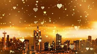 Royalty Free Background Loop Video Heart Romantic Love Symbol | Yellow | Golden Sky