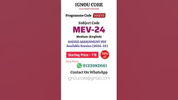 MEV 24 Solved Assignment PDF 2024-25 in English, MAEVS program MEV-24 Solved assignments