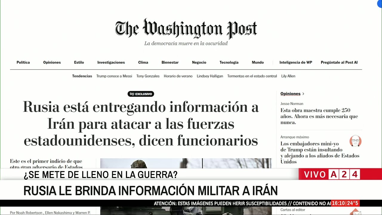 📢 MEDIOS PERIODÍSTICOS ASEGURAN QUE RUSIA HABRÍA BRINDADO INTELIGENCIA MILITAR A IRÁN CONTRA EE.UU.