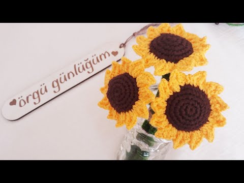 ayçiçeği yapimi 🌻, amigurumi anahtarlik, magnet, dekoratif çiçek yapımı🌻🌻🌻 crochet flower