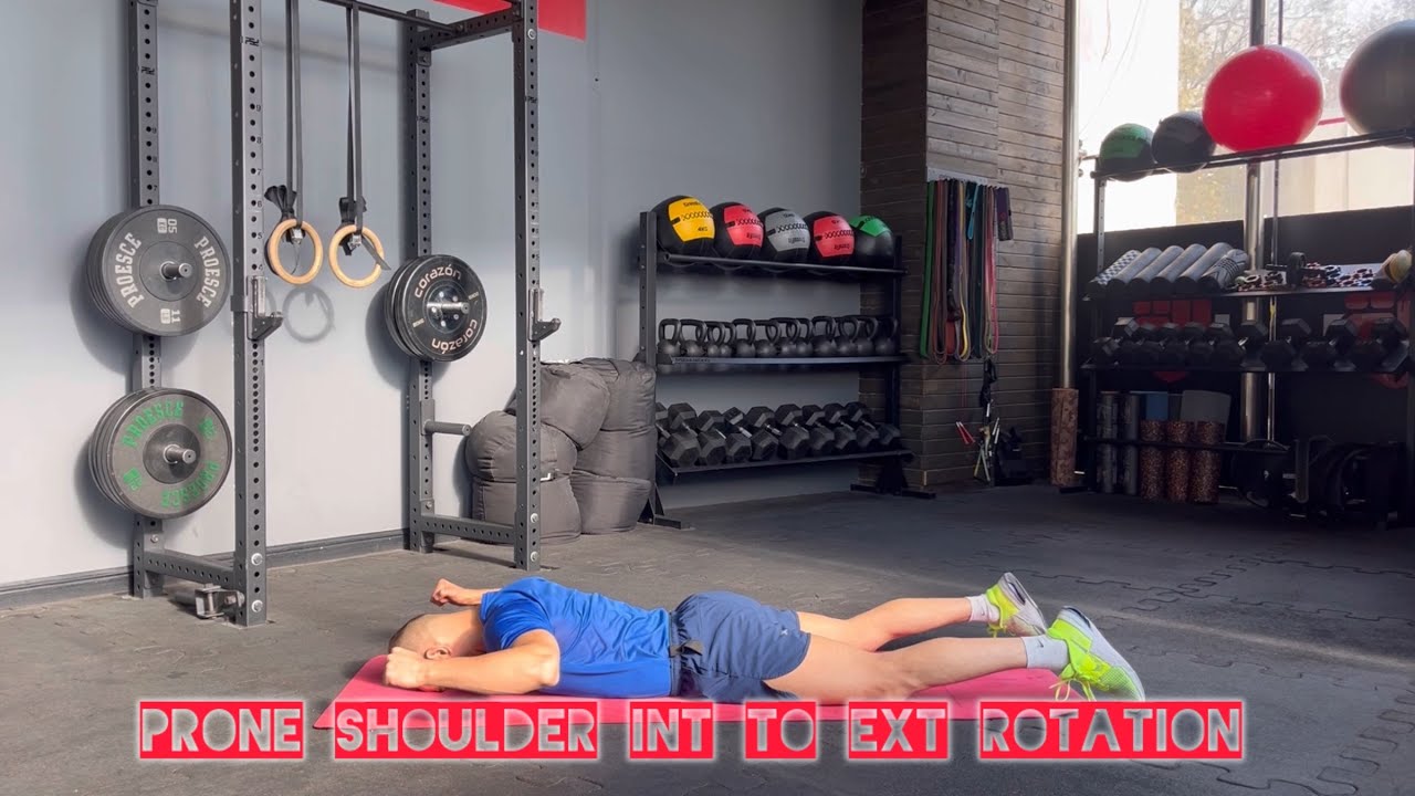 Prone shoulder internal to external rotation - YouTube