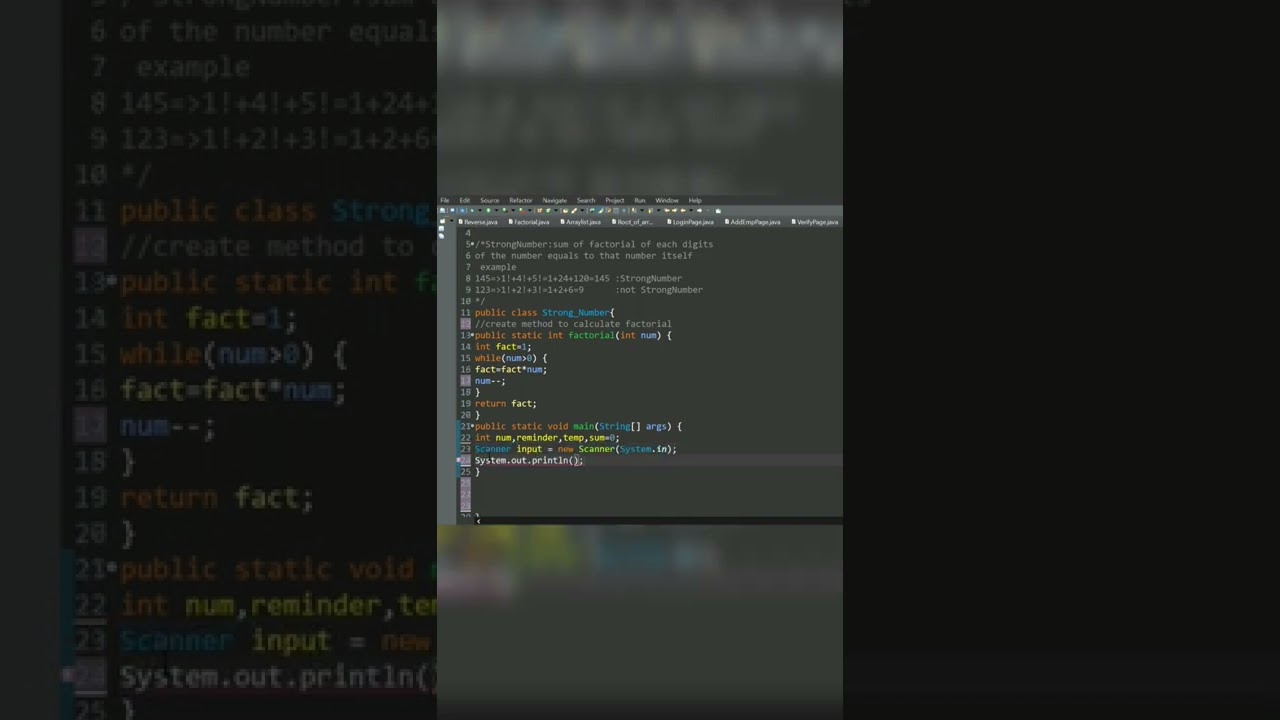 Check input Number is a Strong Number or Not in Java. 