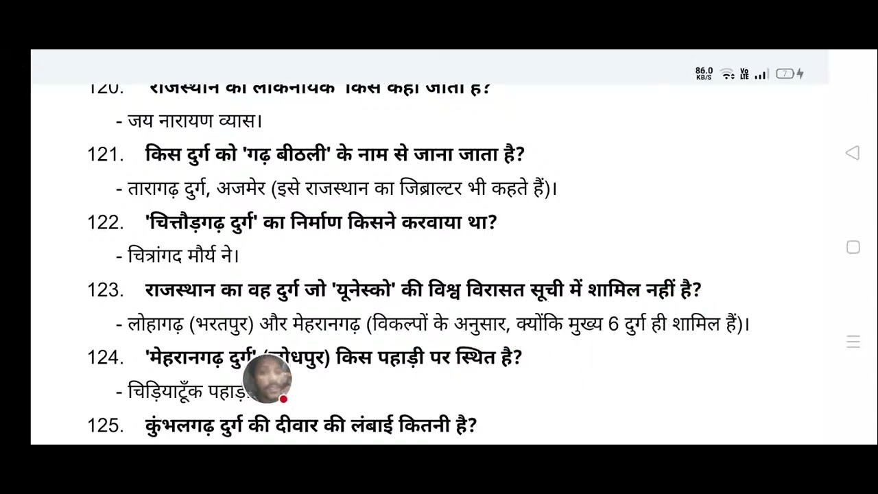 Rajsthan samanya Gyan tatha Kala Sanskriti ke prshanराजस्थान कला संस्कृति एवं सामान्य ज्ञानके प्रश्न